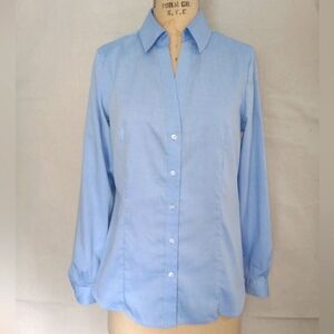Jones New York Blue Fitted Button Down Shirt